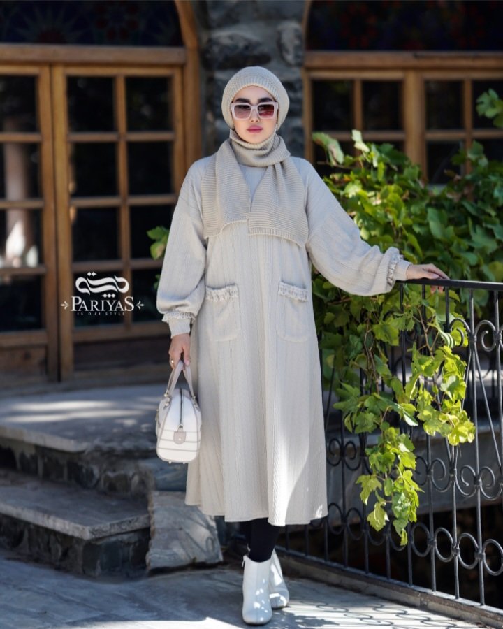 تنپوش پاییزه بافت دخترانه تودار جیب دار