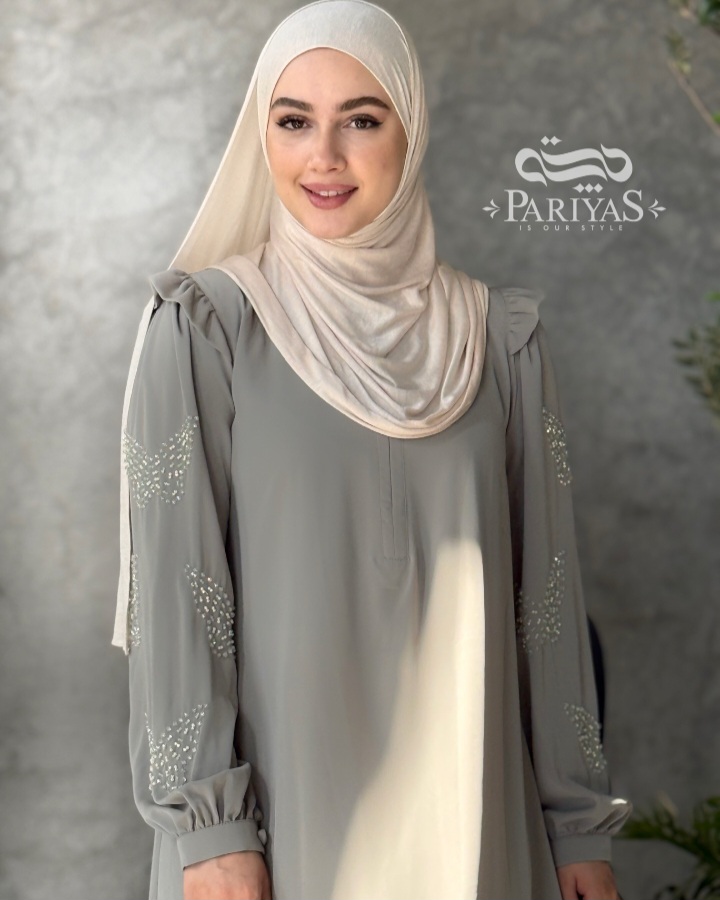 عبا جواهردوزی شده مجلسی زیپ دار زنانه