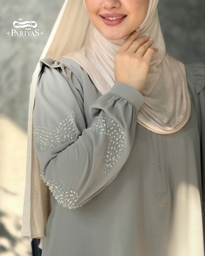 عبا جواهردوزی شده مجلسی زیپ دار زنانه