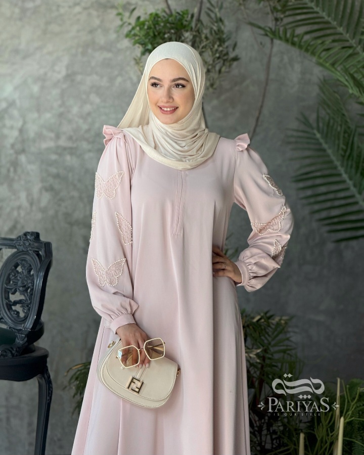 عبا جواهردوزی شده مجلسی زیپ دار زنانه