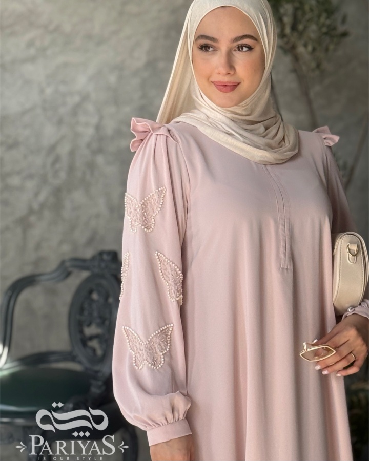 عبا جواهردوزی شده مجلسی زیپ دار زنانه