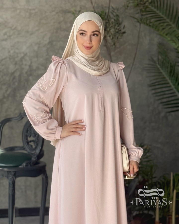 عبا جواهردوزی شده مجلسی زیپ دار زنانه