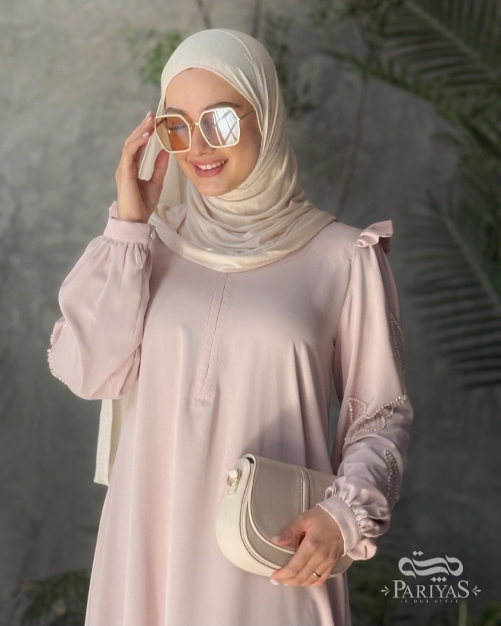 عبا جواهردوزی شده مجلسی زیپ دار زنانه