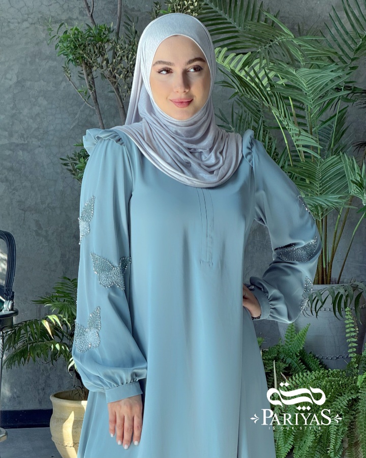 عبا جواهردوزی شده مجلسی زیپ دار زنانه