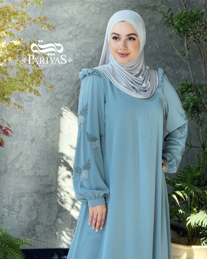 عبا جواهردوزی شده مجلسی زیپ دار زنانه