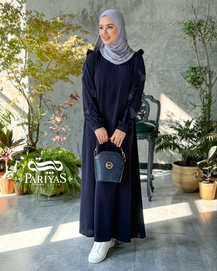 عبا جواهردوزی شده مجلسی زیپ دار زنانه