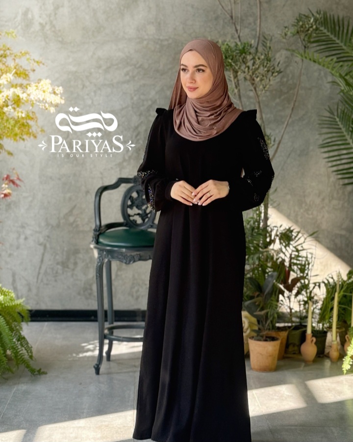 عبا جواهردوزی شده مجلسی زیپ دار زنانه