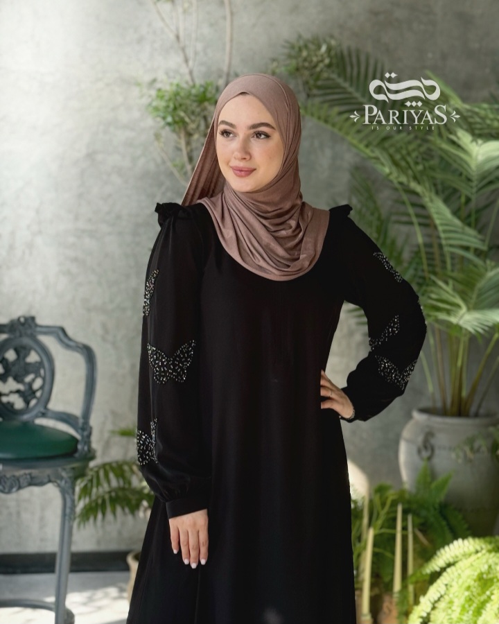 عبا جواهردوزی شده مجلسی زیپ دار زنانه