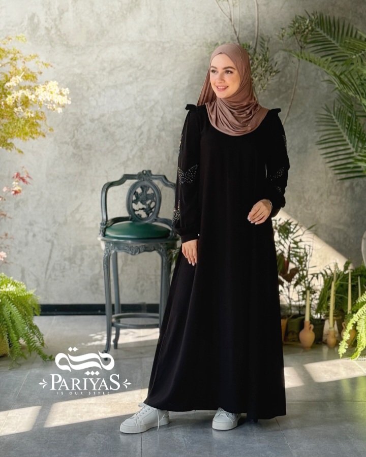 عبا جواهردوزی شده مجلسی زیپ دار زنانه