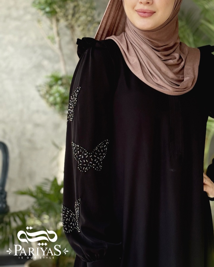 عبا جواهردوزی شده مجلسی زیپ دار زنانه