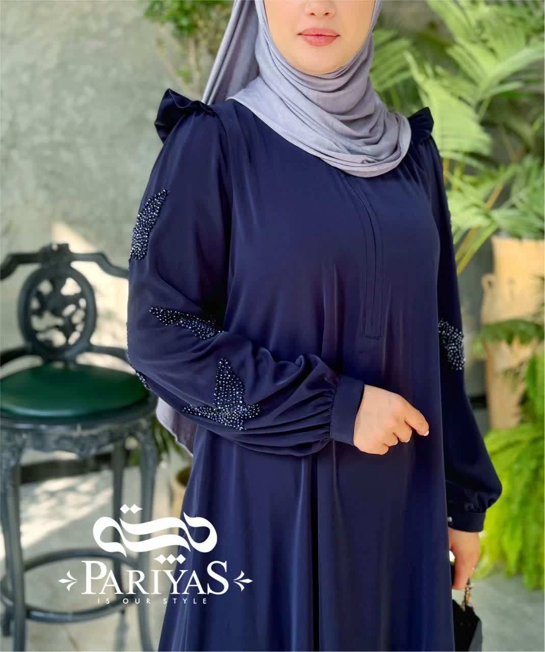 عبا جواهردوزی شده مجلسی زیپ دار زنانه