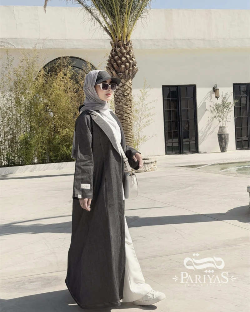 عبا جلوباز جین پاییزه بلند هاله