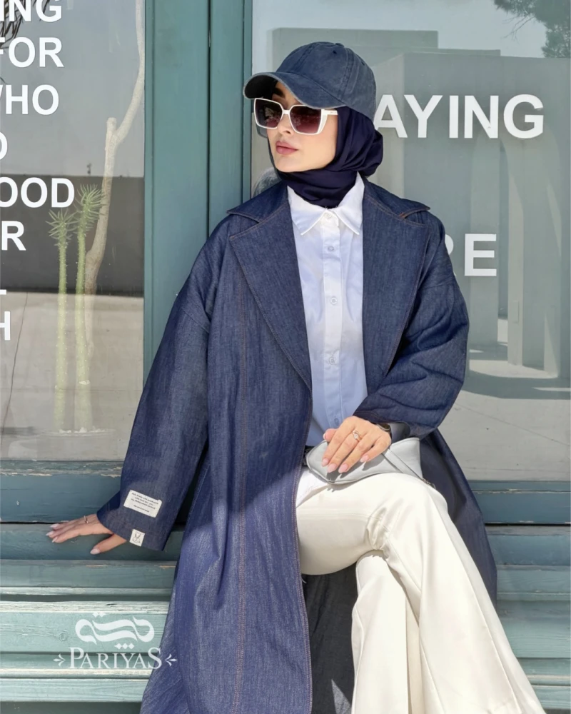 عبا جلوباز جین پاییزه بلند هاله