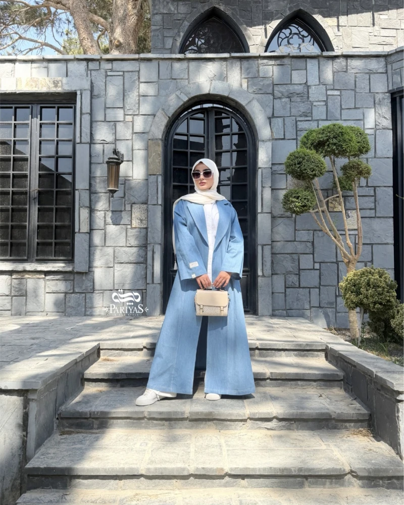 عبا جلوباز جین پاییزه بلند هاله